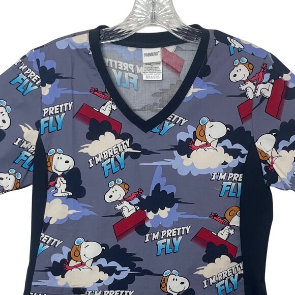 Snoopy Peanuts Scrubs Womens XS Blue New WOT Im Pretty Fly - Picture 4 of 9